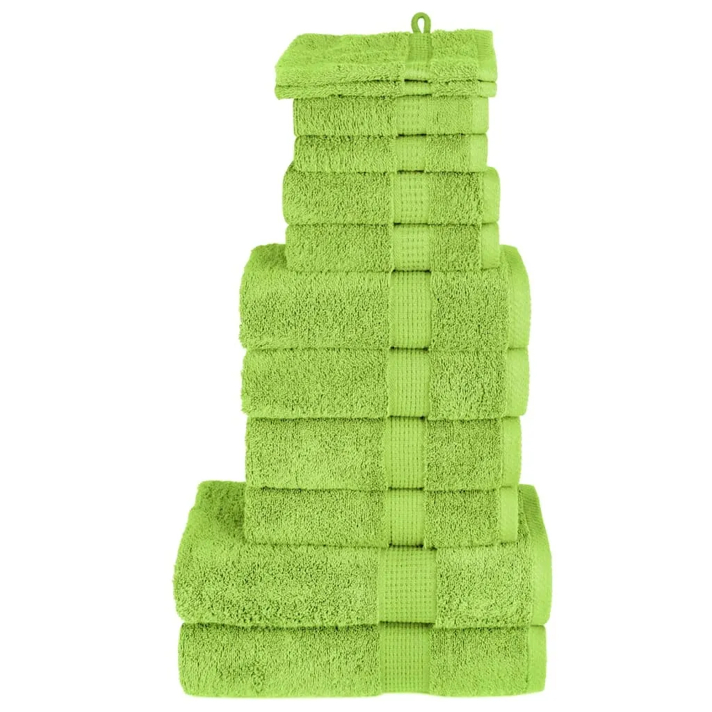 Set Completo 12 Asciugamani SOLUND Verde | 100% Cotone Morbido 600g