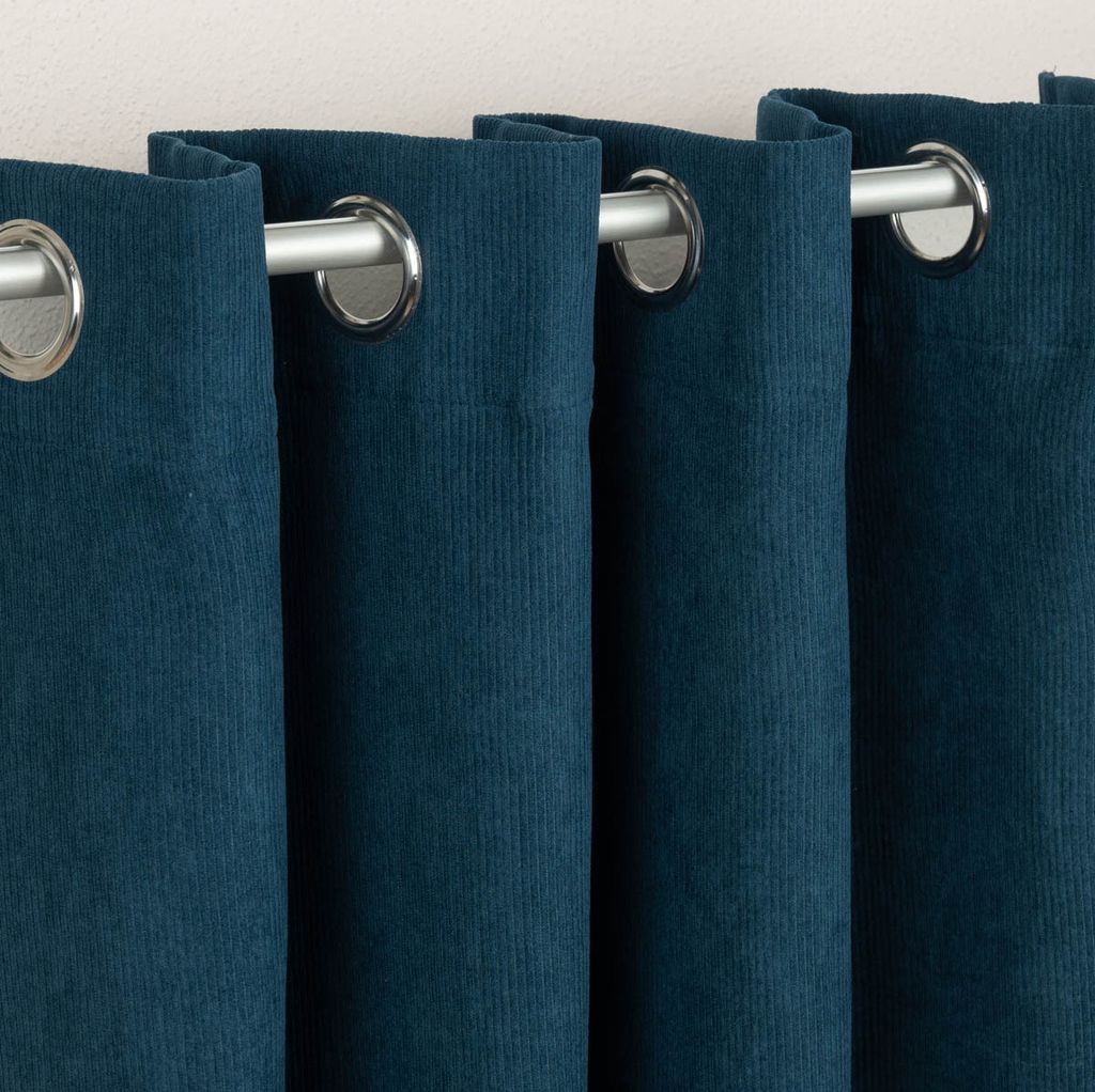 Ösengardine Cordoptik einfarbig petrolblau 140x260cm Produktbild 