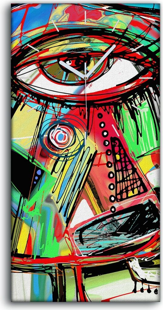 Wanduhr Bürouhr Leinwand Bild Kunstdruck 30x60 Kunstwerk von Gekritzelvogel - weiße Hände
