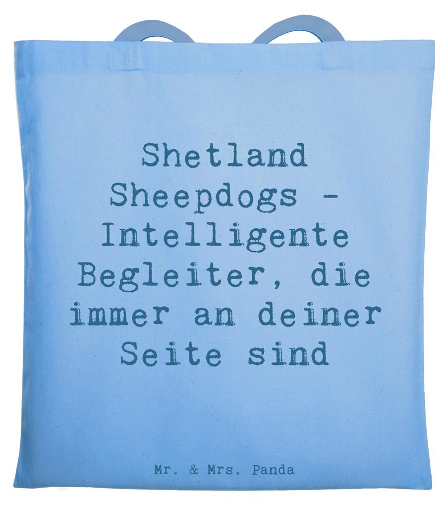 Mr. & Mrs. Panda Tote Bag Spruch Shetland Sheepdog Freund - Sky Blue - Geschenk, Hunderasse, Hunderassen, Unitasche, treuer Begleiter, Shopping Tas...