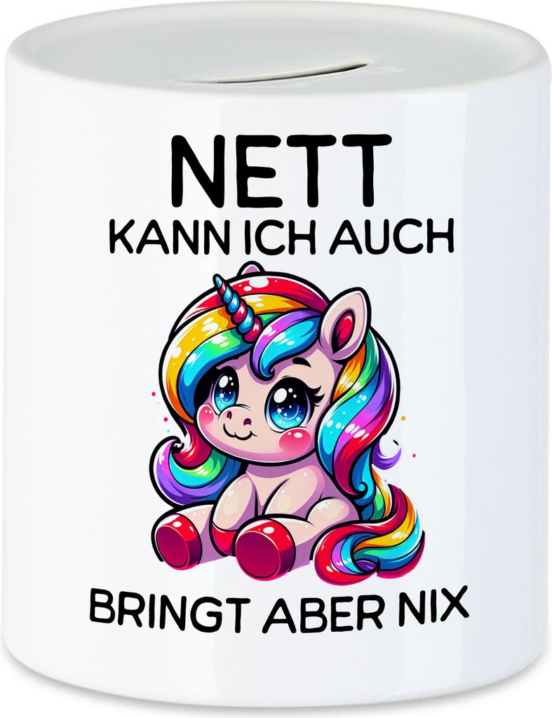 Nett Kann Ich Auch Bringt Aber Nix Spardose Lustiges Geschenk Einhorn Regenbogen Design Spruch