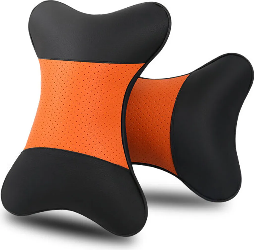 2 Cuscini Morbidi Collo Auto Arancione - Viaggia in Prima Classe