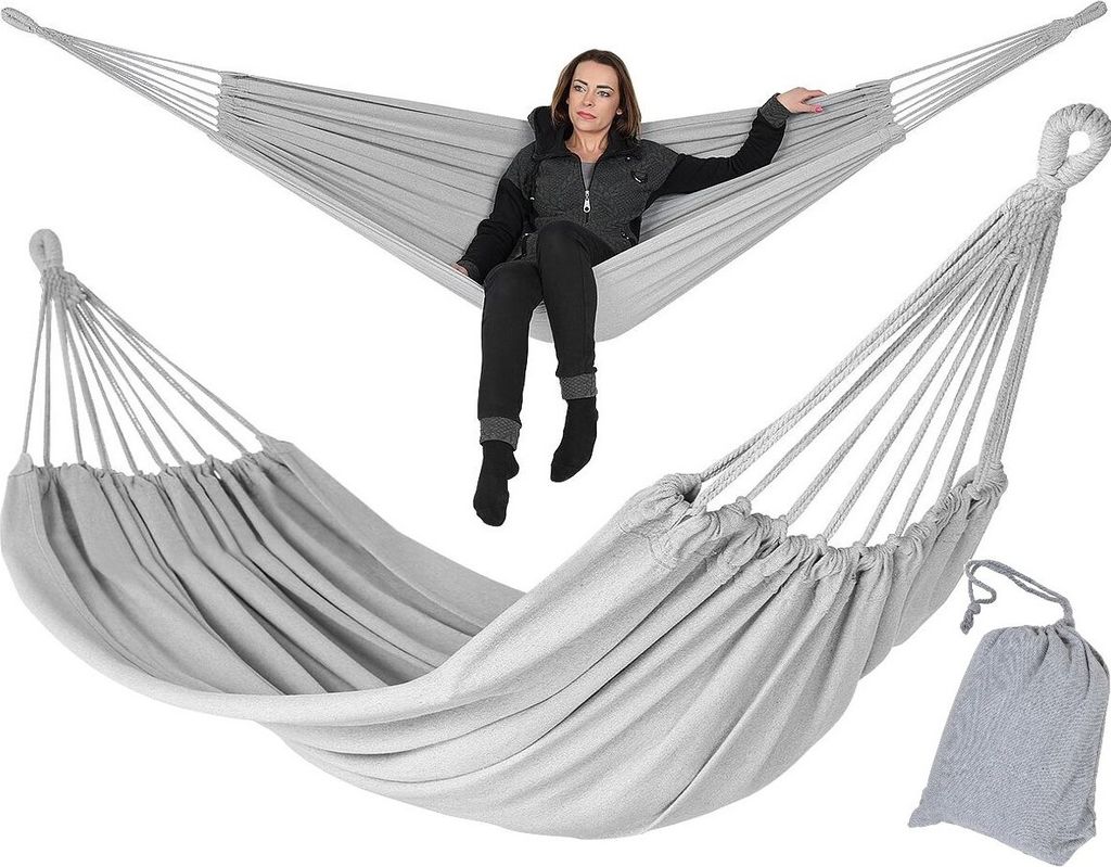 Gartenhängematte 2 Personen mit Bezug grau 200X150CM 1039053
