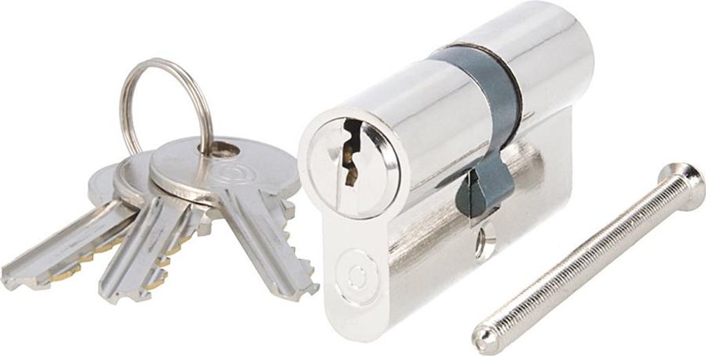Profilzylinder Messing vernickelt - Doppelzylinder 30/30mm verschiedenschließend