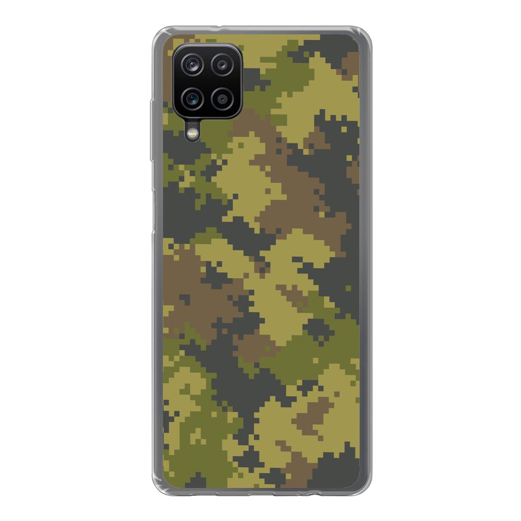 MuchoWow Handyhülle Schutzhülle Hülle für Samsung Galaxy A12 Illustriertes Tarnmuster von Pixeln Silikon Softcase Handy Hülle - Bild