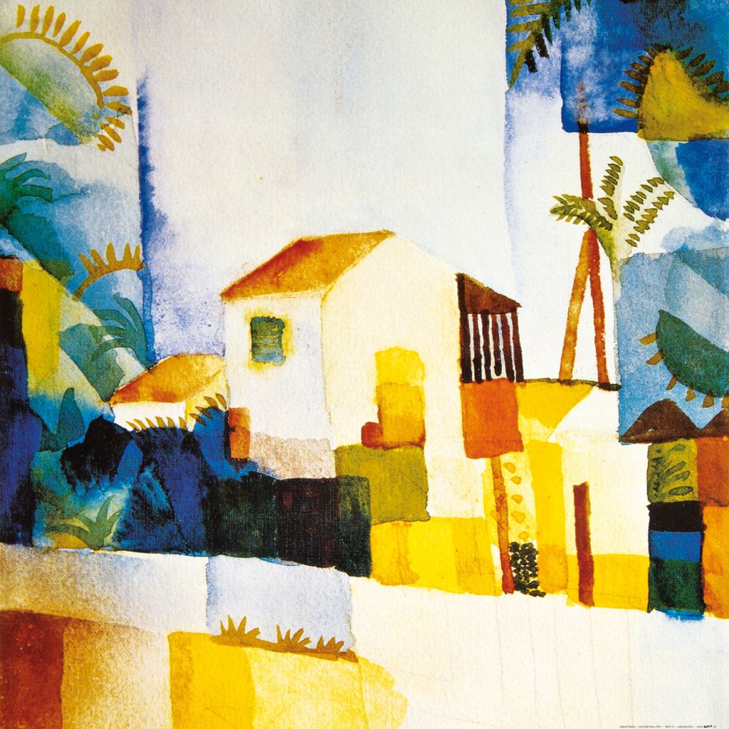 August Macke Kunstdruck Bild - Das Helle Haus, 1914 (70 x 70 cm)