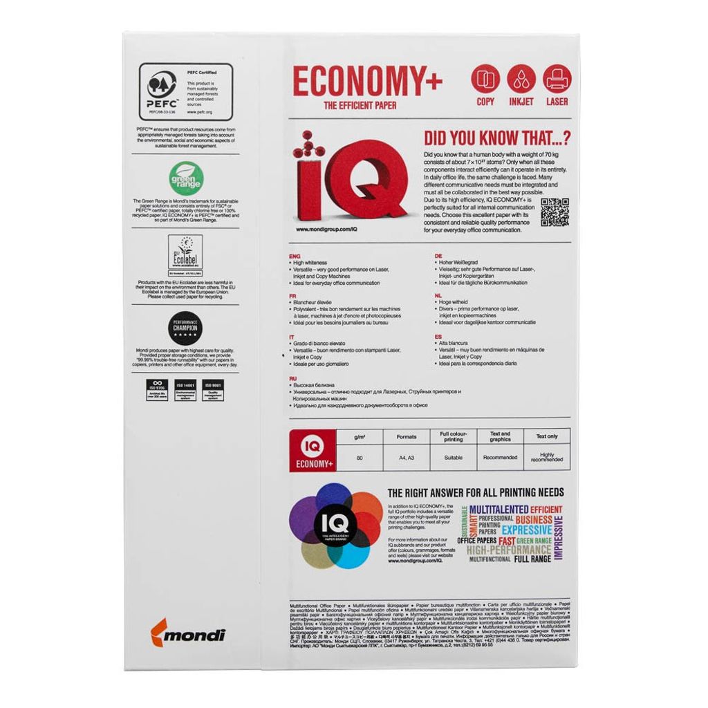 Kopírovací papír IQ ECONOMY+ DIN A4 80 g/m2 500 listů Obrázek produktu 5