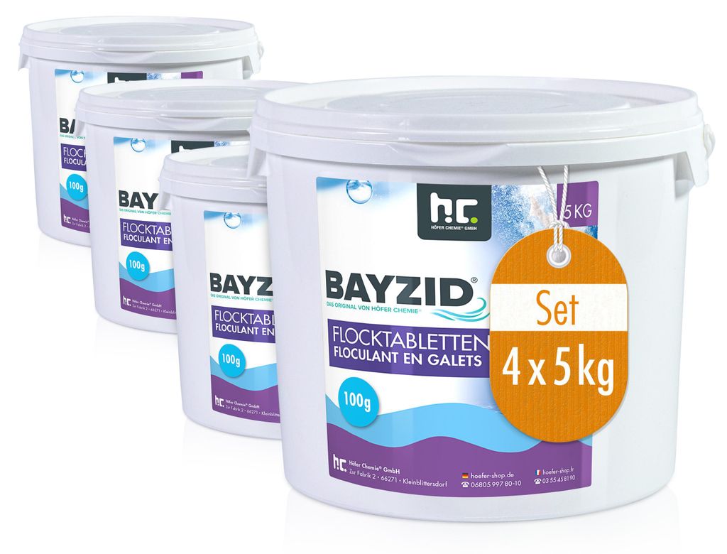 4x 5 kg BAYZID® Flocktabletten für Pools Produktbild 