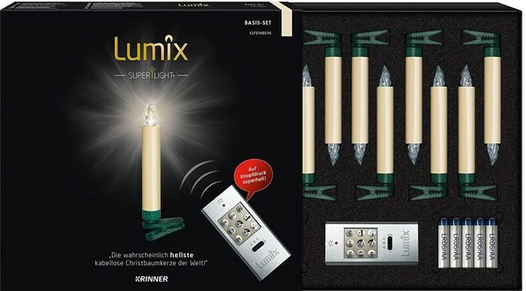KRINNER Lumix Superlight : 10 Bougies Noël sans fil ivoire de qualité