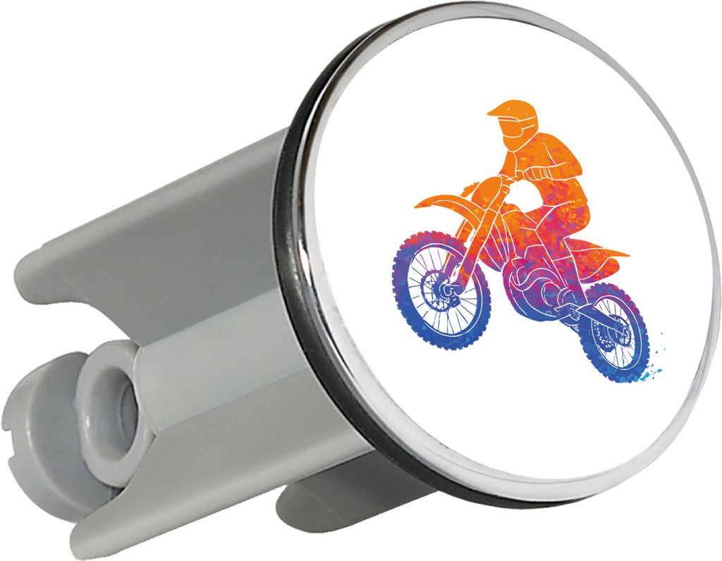 Huuraa Waschbeckenstöpsel Motocross bunte Silhouette 4cm höhenverstellbar Abflussstopfen Geschenkidee