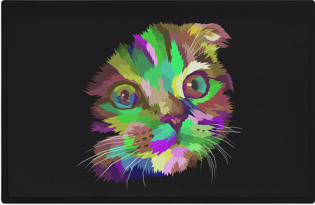 Trendation - Lustige Katzen Fußmatte Polygon Grafik Katzenbesitzerin Humor Fussmatte 60x40 cm