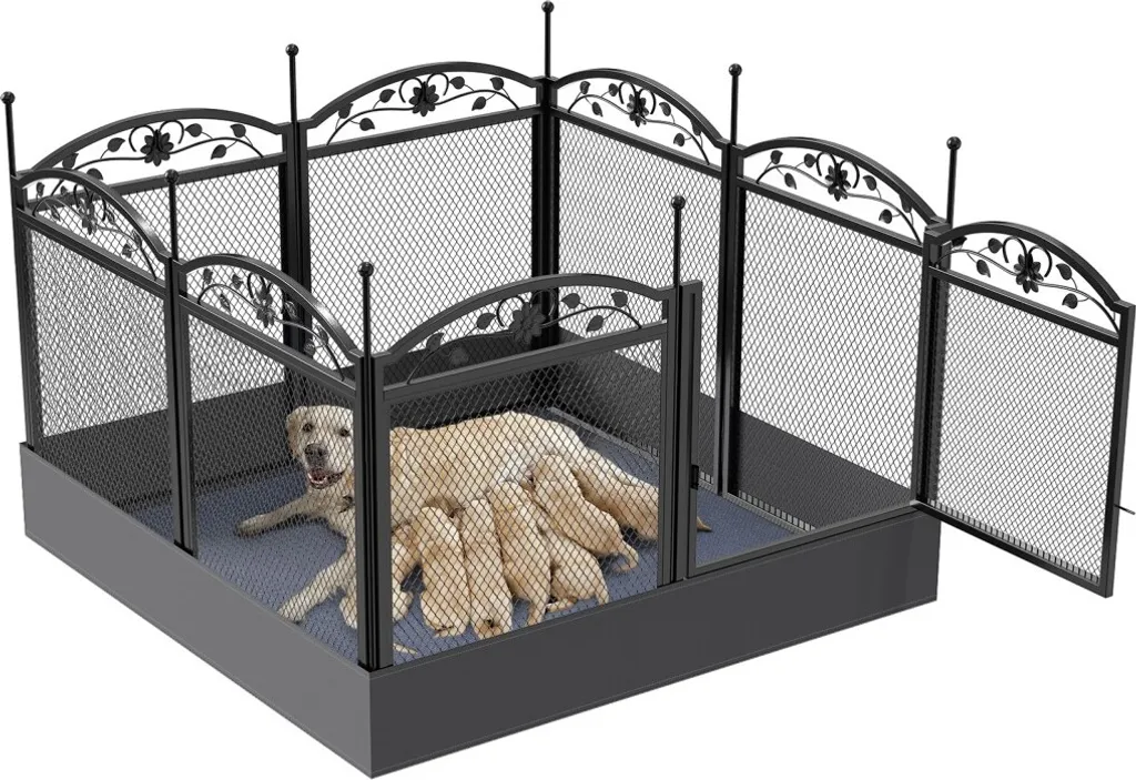 Parc chiots robuste en métal 8 pièces avec porte de sécurité intégrée