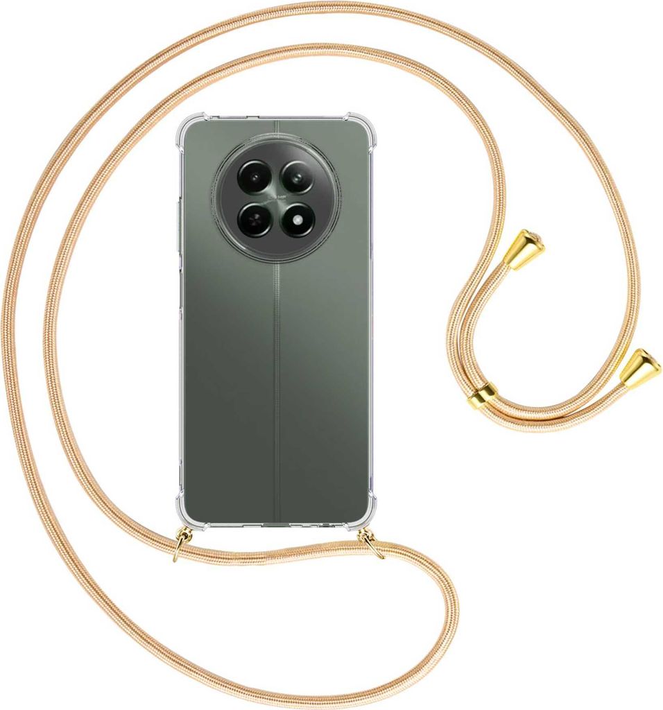 Handykette Backcover-Schutzhülle mit Band (Metall goldfarben) für Realme 12 5G / 12X 5G - Goldkordel