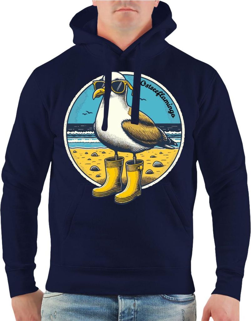 Herren Kapuzenpullover Ostseeflamingo