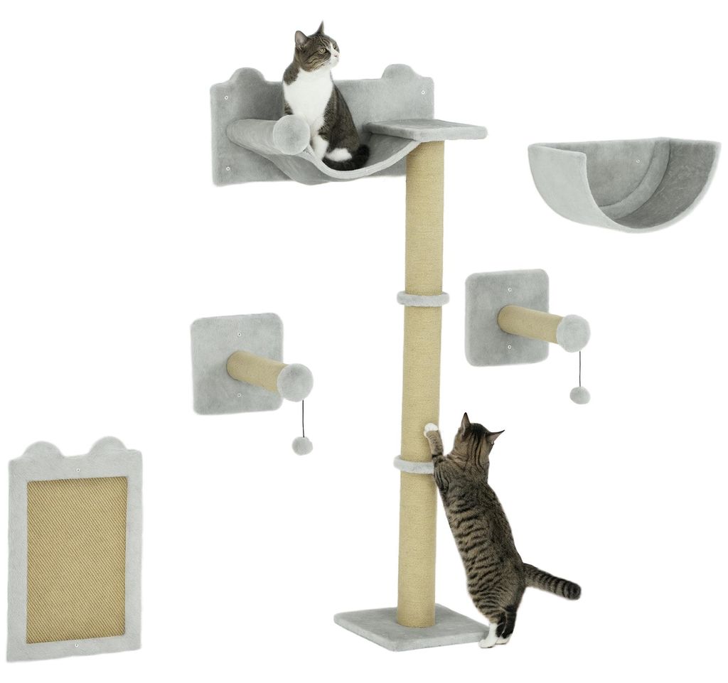 PawHut Parete da arrampicata per gatti, 5 pezzi, con Immagine del prodotto 
