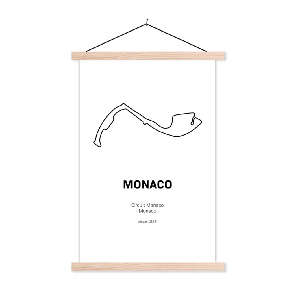 MuchoWow Textilposter Monaco - Rennstrecke - F1 120x180 cm mit holzfarbenen Rahmen - Textil-Plakat