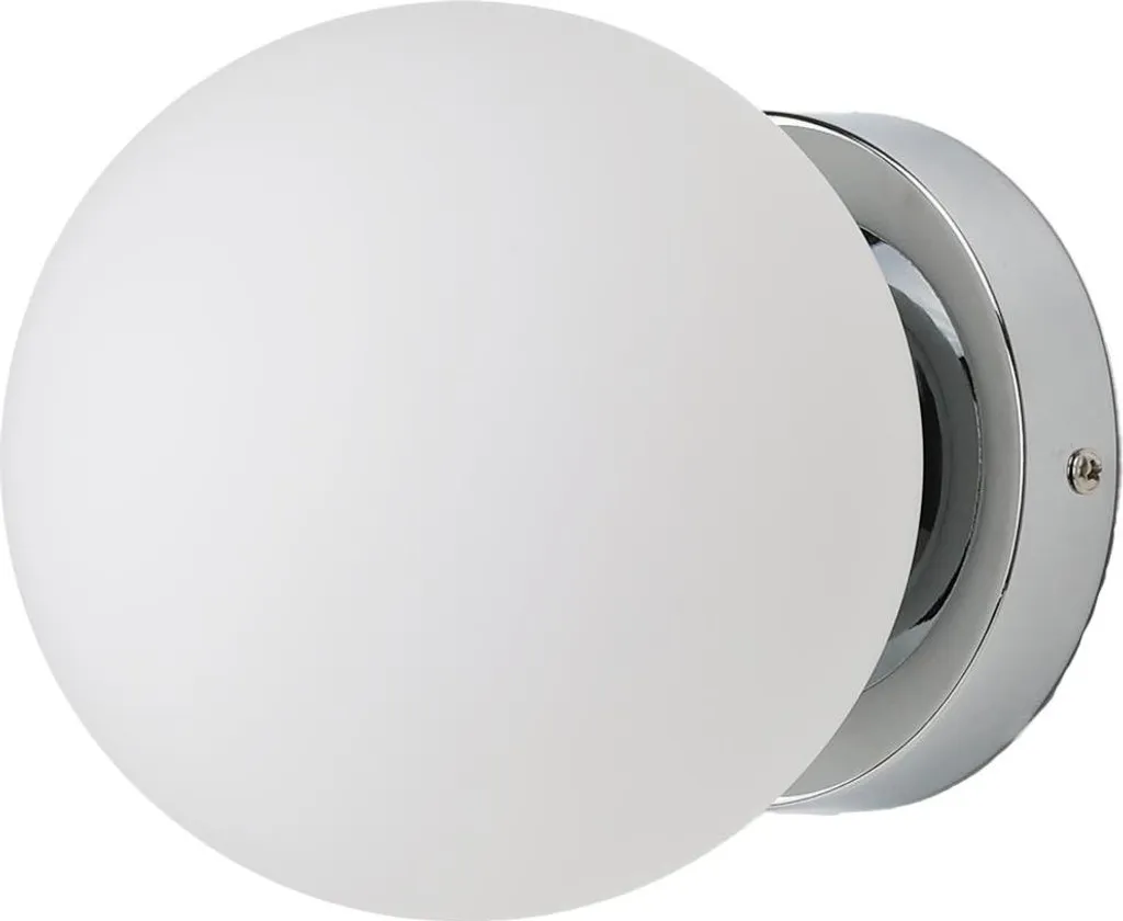 Applique Salle de Bain et Extérieur IP44 Chrome Verre Opale Globe E27