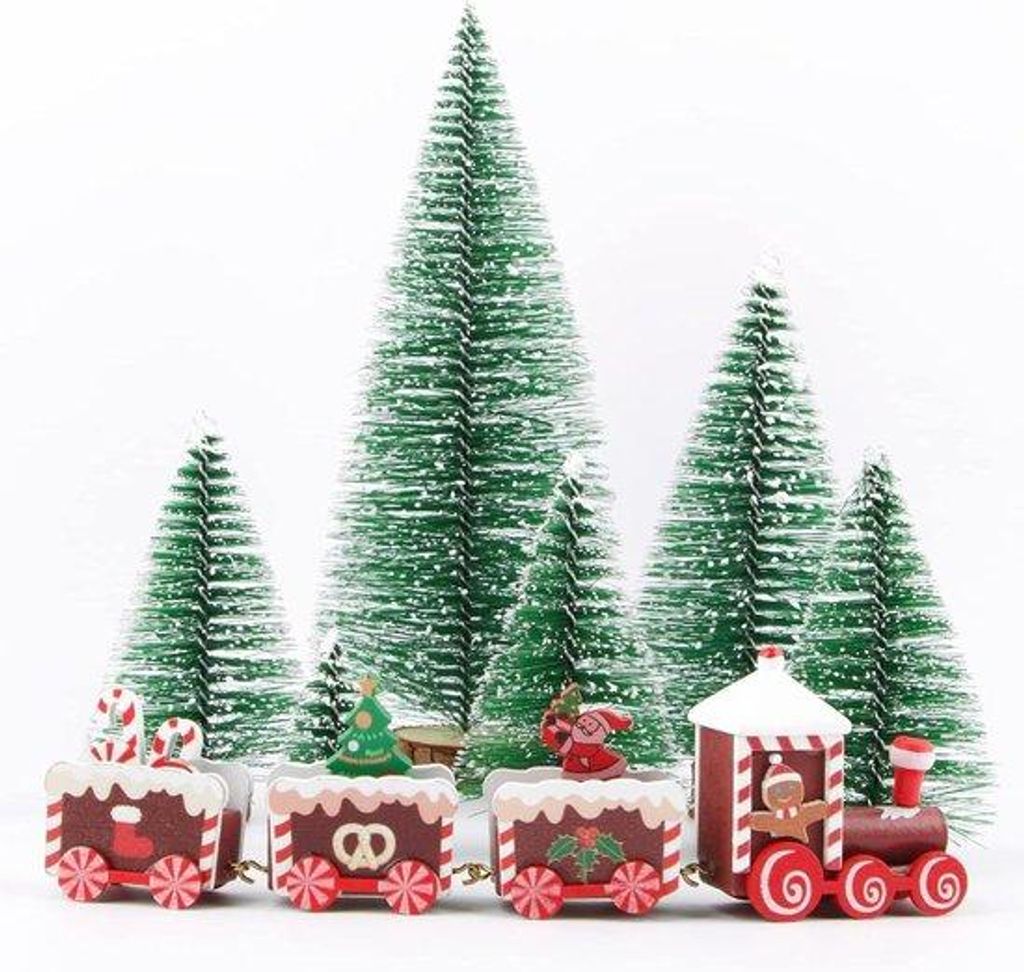 Kleiner Kunststoff-Weihnachtsbaum 7 Teile mit Sisal-Verzierung für kleine Tische
