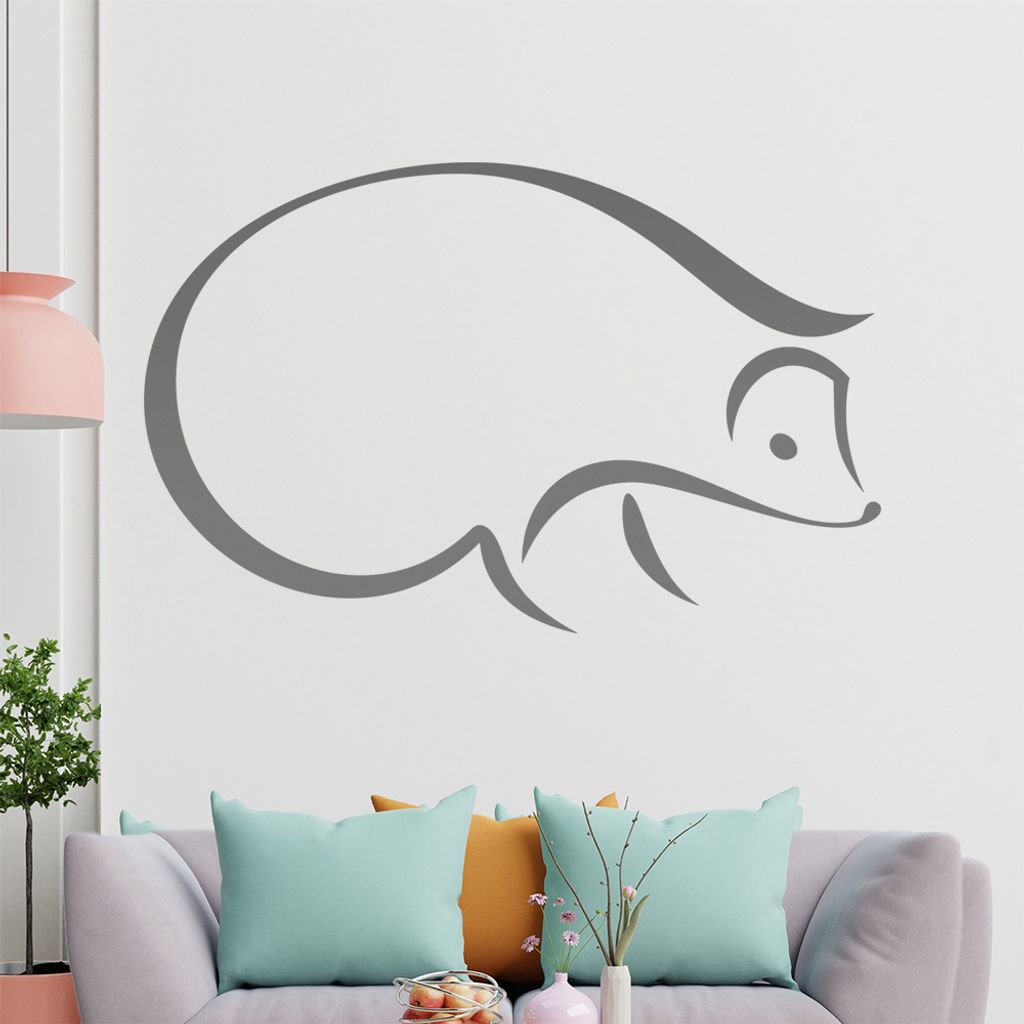 igel Linien Wandtattoo in 6 Größen - Wandaufkleber Wall Sticker - Dekoration, Küche, Wohnzimmer, Schlafzimmer, Badezimmer