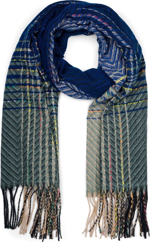 styleBREAKER Damen Feinstrick Schal mit bunt gestreiftem Produktbild 