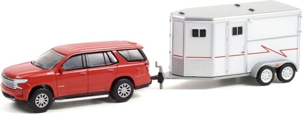 2021 CHEVROLET Tahoe mit Van HITCH & TOW in Blisterpackung, GREEN32230-C, Maßstab1/64, GREENLIGHT