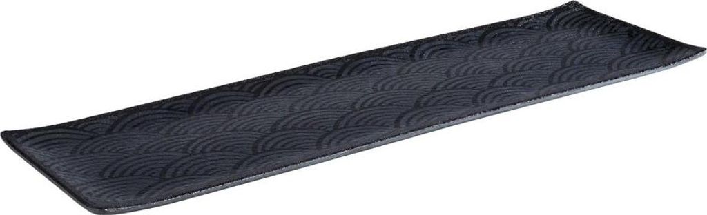 APS 84903 GN 2/4 Tablett DARK WAVE, 53 x 16,2 cm, Höhe 2 cm, Melamin, schwarz/Wellendekor