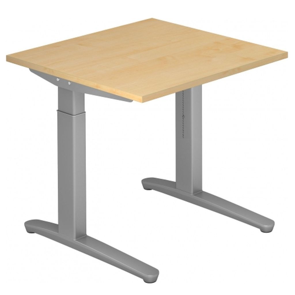 Schreibtisch C-Fuß 80x80cm Ahorn/Silber