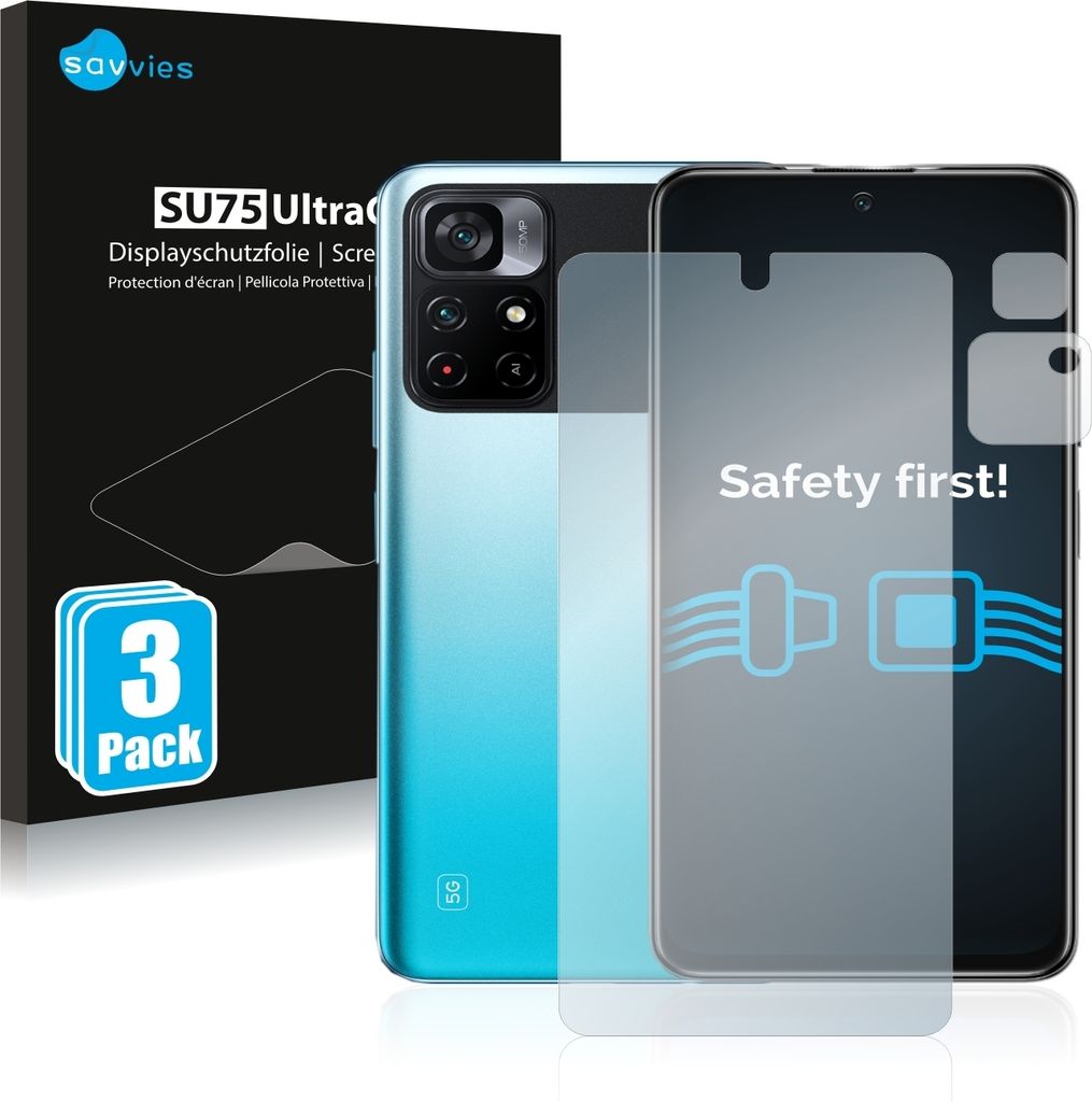 6x Für Xiaomi Poco M4 Pro 5G (Display+Kamera) Schutzfolie Savvies Displayschutz Display Schutz Folie Klar Transparent