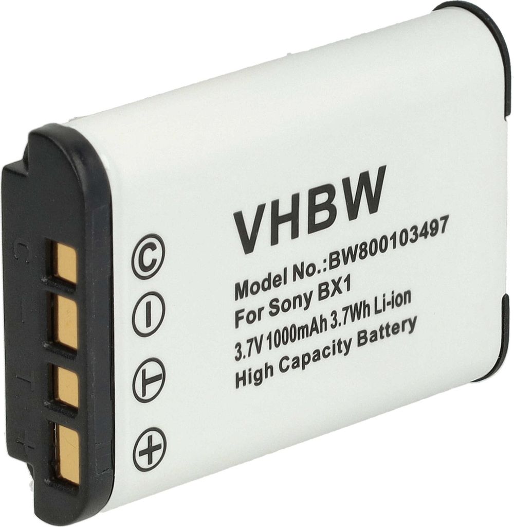 vhbw Akku kompatibel mit Sony Cybershot DSC-WX300W, DSC-WX350, DSC-WX500 Kamera (1000 mAh, 3,6 V, Li-Ion)