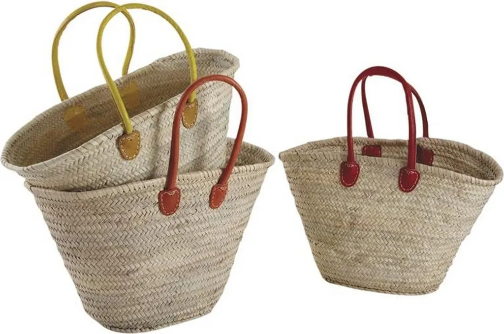 Berceau Couffin en Palme Naturelle et Bandoulière Cuir pour Bébé