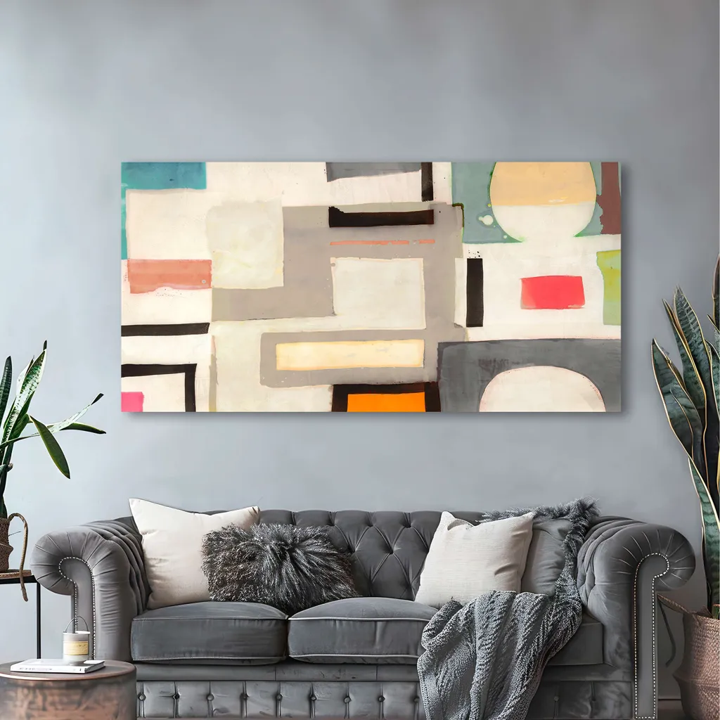 Tableau abstrait format panoramique 140x70 cm Foin de Pâques Bacci