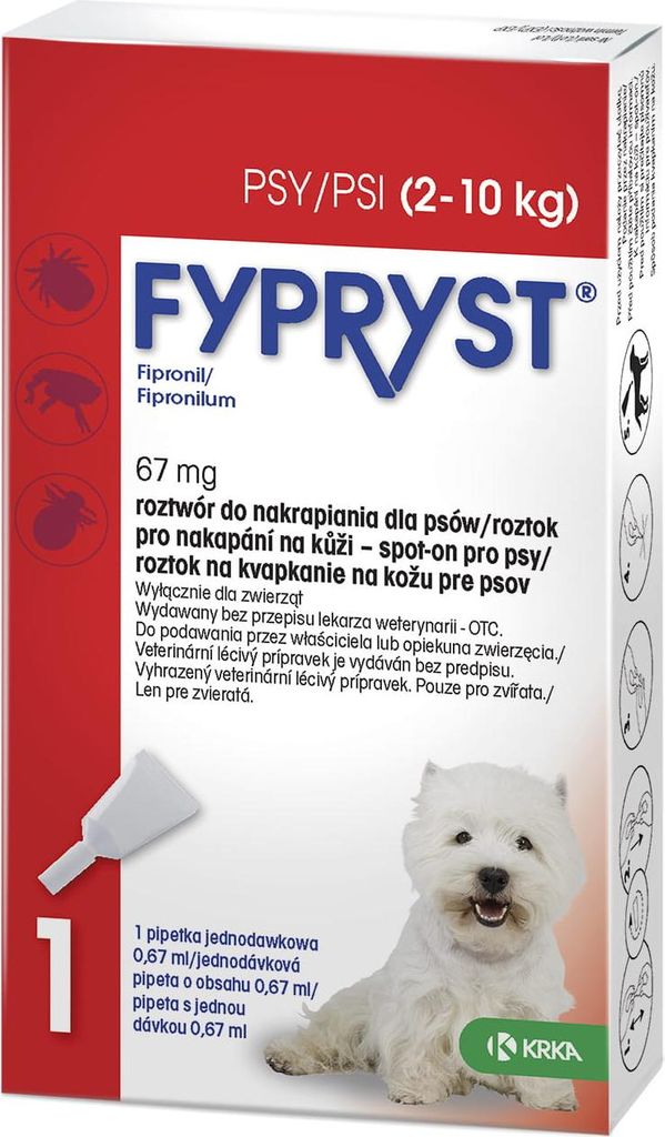 FYPRYST 67mg - pipeta do nakrapiania dla psów (2-10kg)