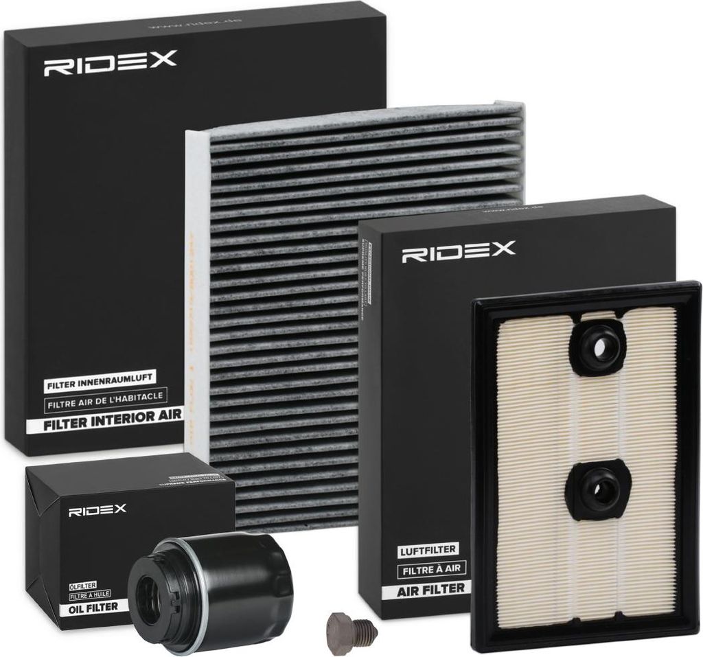 RIDEX Filterset Inspektionspaket Filtersatz für VW Golf VII Schrägheck (5G1, BQ1, BE1, BE2) Polo Schrägheck (6R1, 6C1) TIGUAN (5N) Golf VII Variant