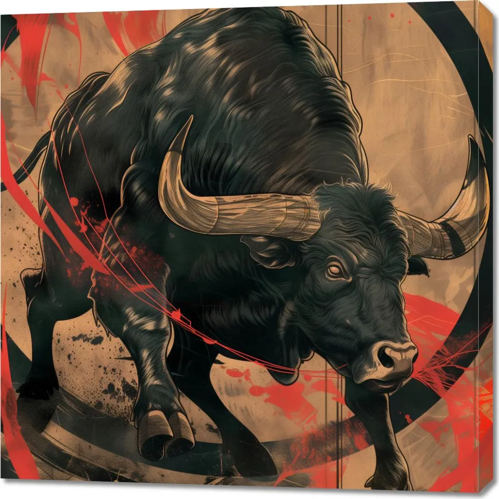 Décoration Murale Taureau Indomptable 90x90 cm pour Salon et Bureau