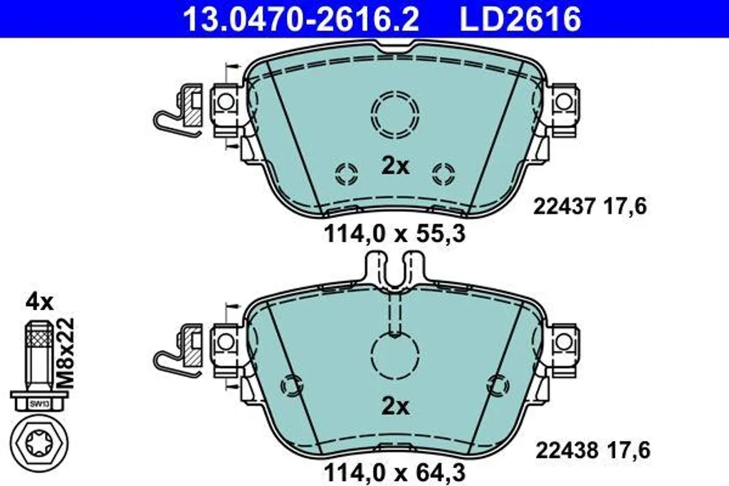 Plaquettes de Frein ATE sans Bruit pour OE 0004209203 - Mercedes CLS et E