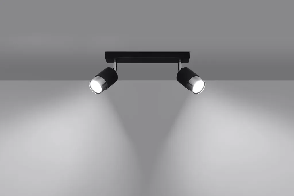 Plafonnier Noir Compact 2 Spots : Solution Éclairage Espaces Faibles - 14