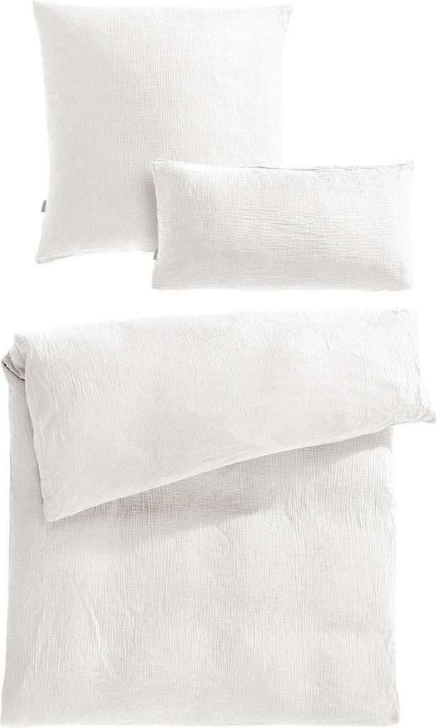 Pure Label Musselin Bettwäsche 155x220 cm mit einem Kissenbezug 80x80 cm und einem Kissenbezug 40x80 cm aus 100% Baumwolle - Bettwäsche-Sets in w...