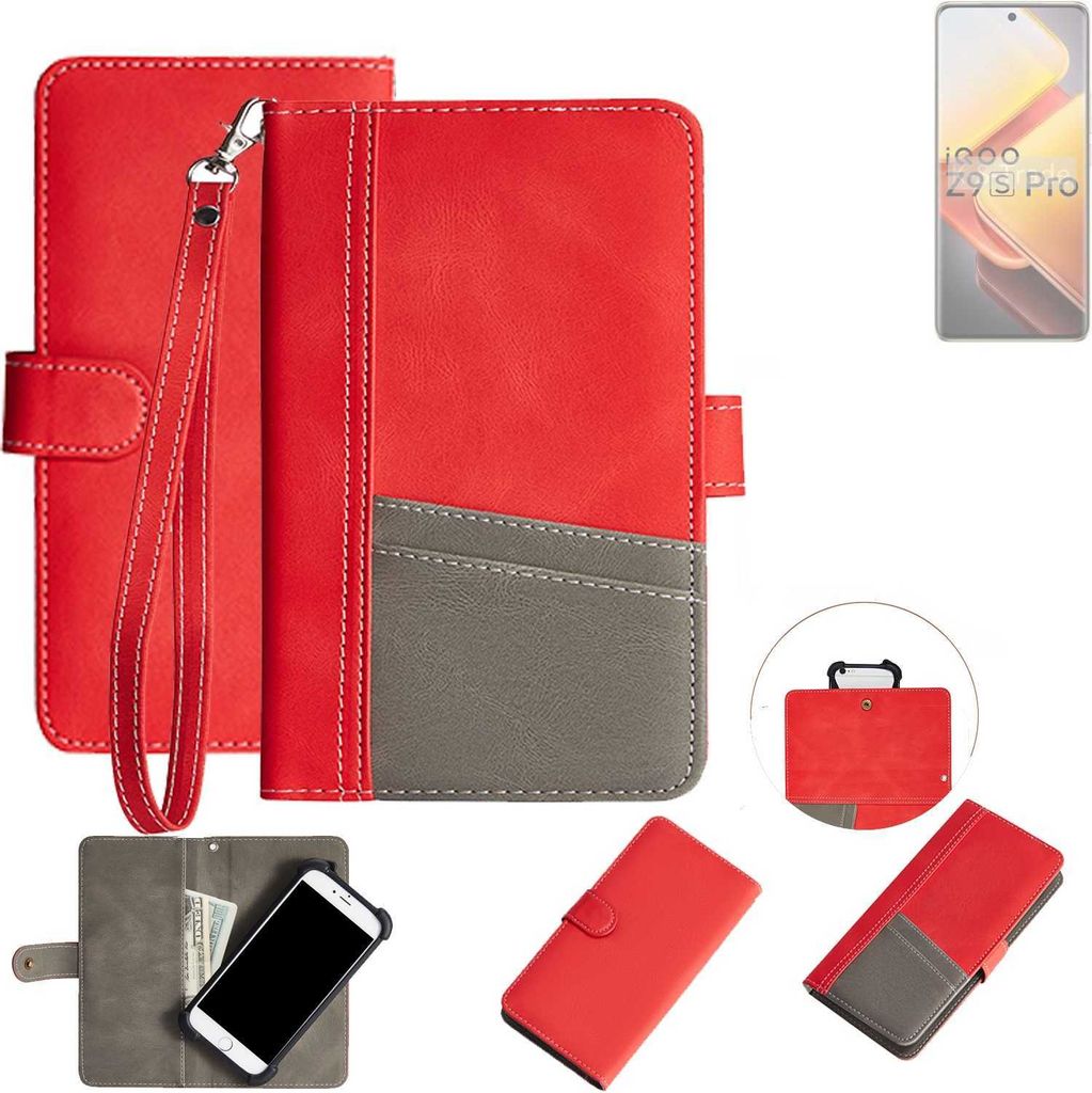 K-S-Trade Handy Schutzhülle für Vivo iQOO Z9s Pro Hülle Portemonnee Brieftasche Klapphülle Kartenfächer Flip Wallet Case Etui