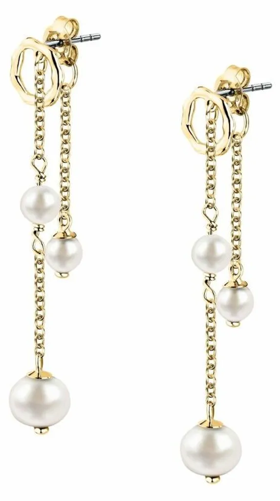 Boucles d'oreilles perles véritables hypoallergéniques plaquées or SAZD02