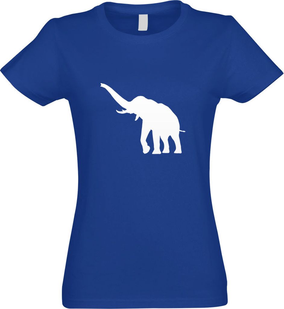 Kiwistar - T-Shirt tailliert - Damen - royal - Elefant Motiv 5 - Rüsseltiere - mit Motiv Bedruckt - Funshirt Design - Sport - Freizeit - Damen - S