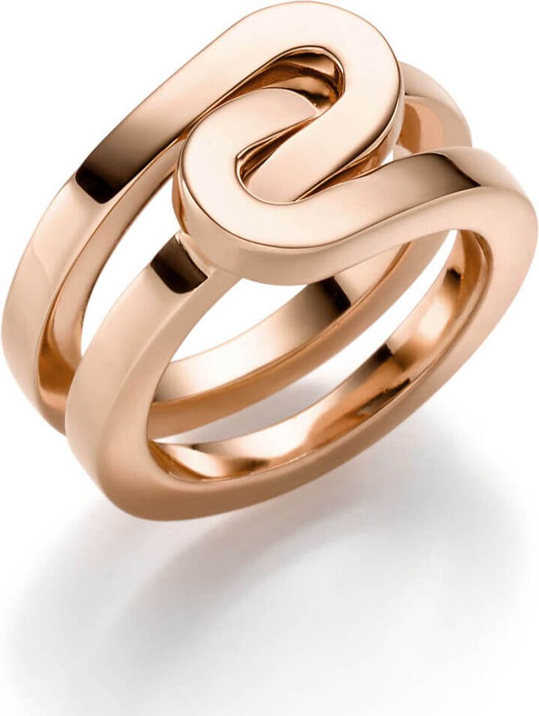 Ring Fingerring aus 585 Gold Rotgold Breite 9mm glänzend Paper-Clip-Muster, Ringgröße:Innenumfang 54mm Ø17.2mm