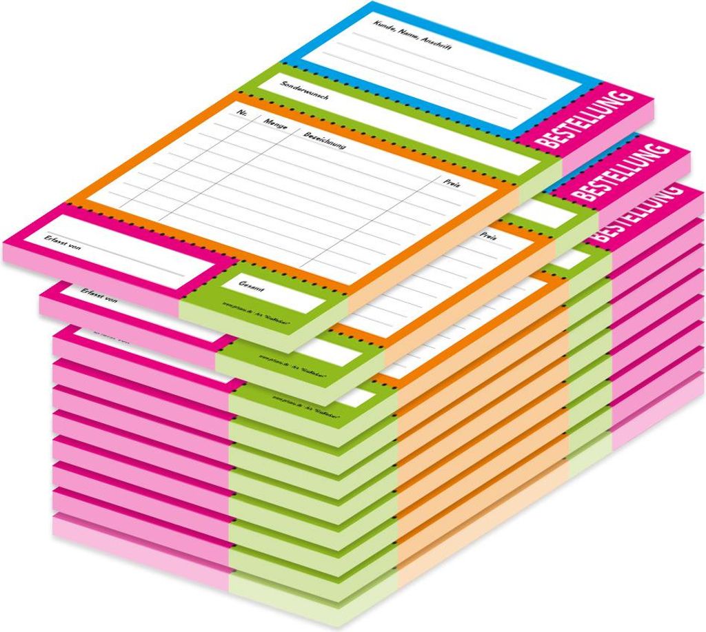 PRICARO Bestellannahmeblock "Knallfarben", A5, 10 Stück