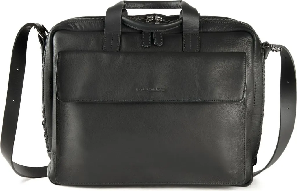 Sacoche Ordinateur en Cuir de Vachette Noir Harold's Businessbag Ivy Lane