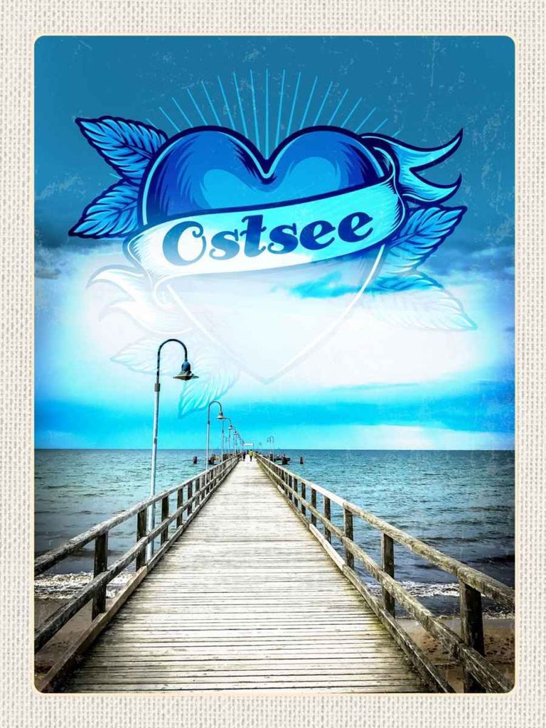 vianmo Holzschild 40x30 cm Ostsee Herz DeutschlandGehweg Bildmotiv Reisemotiv Deutschland