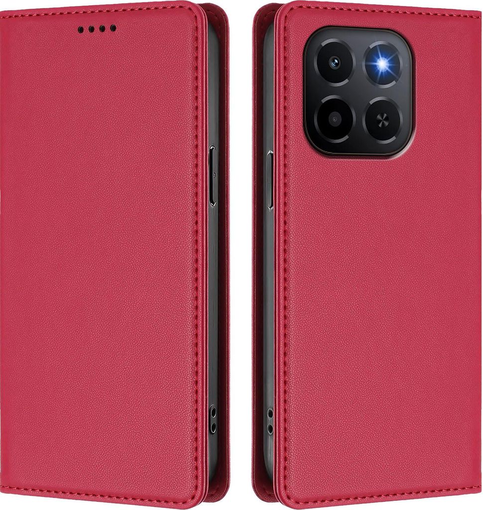 Handyhülle für Honor X6C/Honor X5b/X5b Plus, Kunstleder Klapphülle Stoßfeste Magnetische Hülle mit Ständer Rot