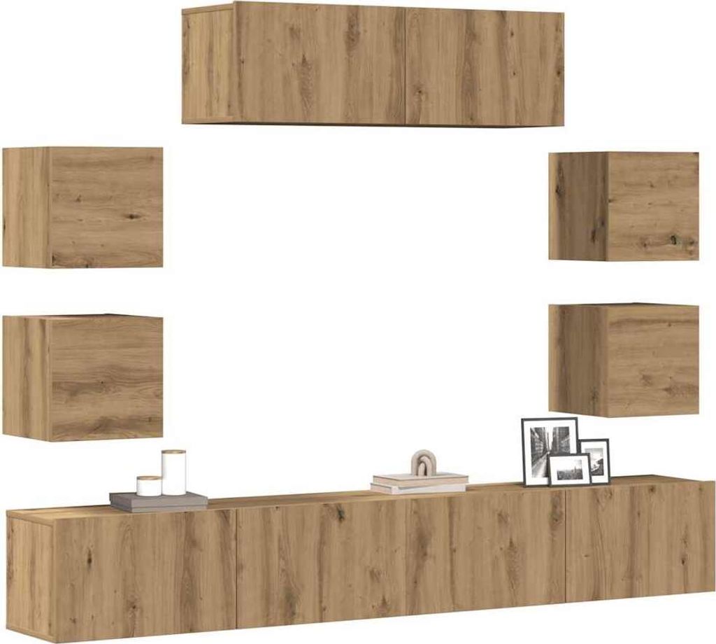 "2026 Promotion" 7-tlg. TV-Schrank-Set, Fernsehschrank, Wandmontage Artisan-Eiche Holzwerkstoff - TV-Schränke MM602
