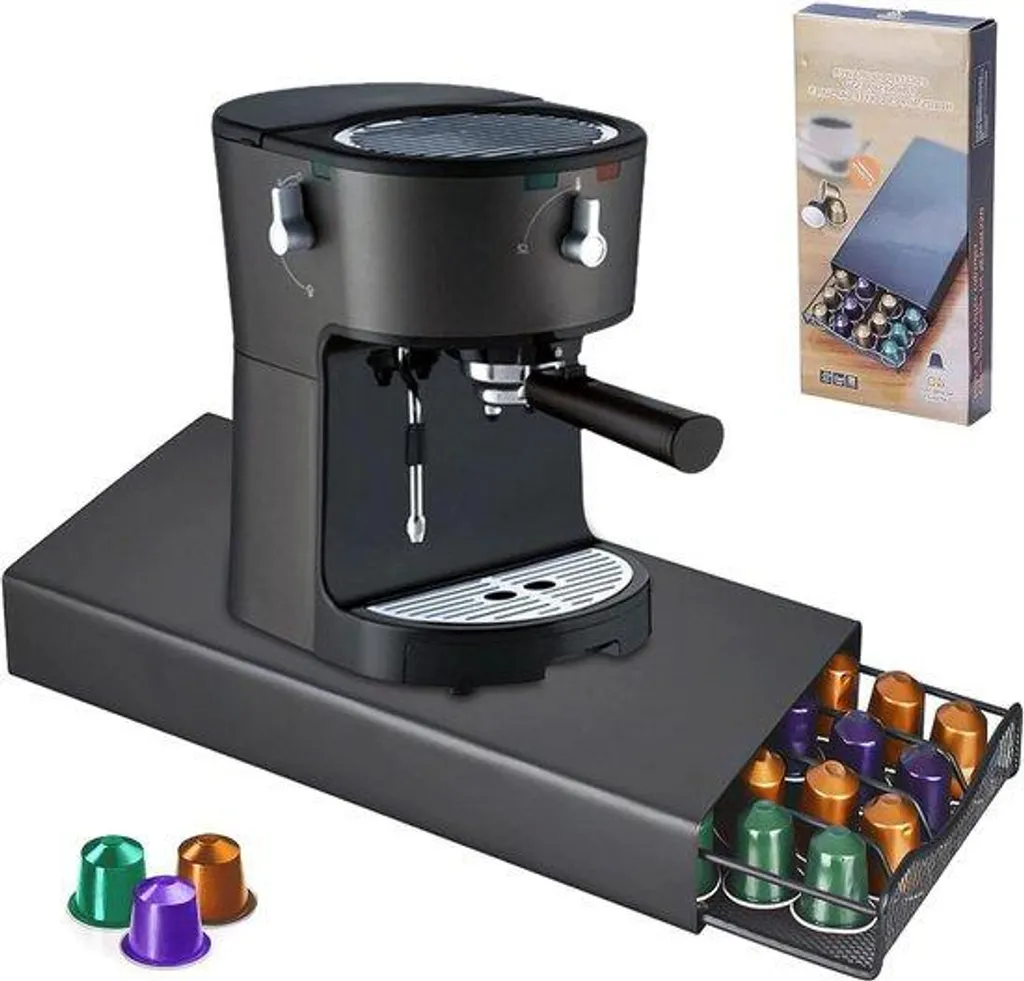 Porte-capsules Nespresso noir pour 40 dosettes avec pieds antidérapants