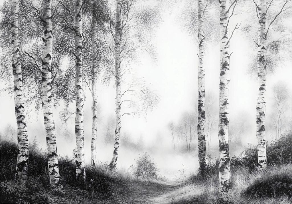 Fototapete Wald - Natur Bäume - 300x210 cm - inklusive kleister - Vlies Tapete - Vliestapete Wohnzimmer Schlafzimmer Küche Modern Wandtapete