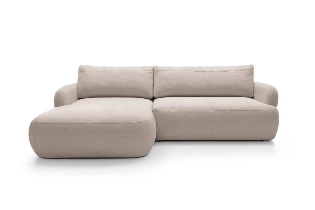 Ecksofa - Eckcouch L-Form, Sofa Couch, mit Schlaffunktion, Bettkasten, Polstermöbel, SABA Beige Links, Manza 04