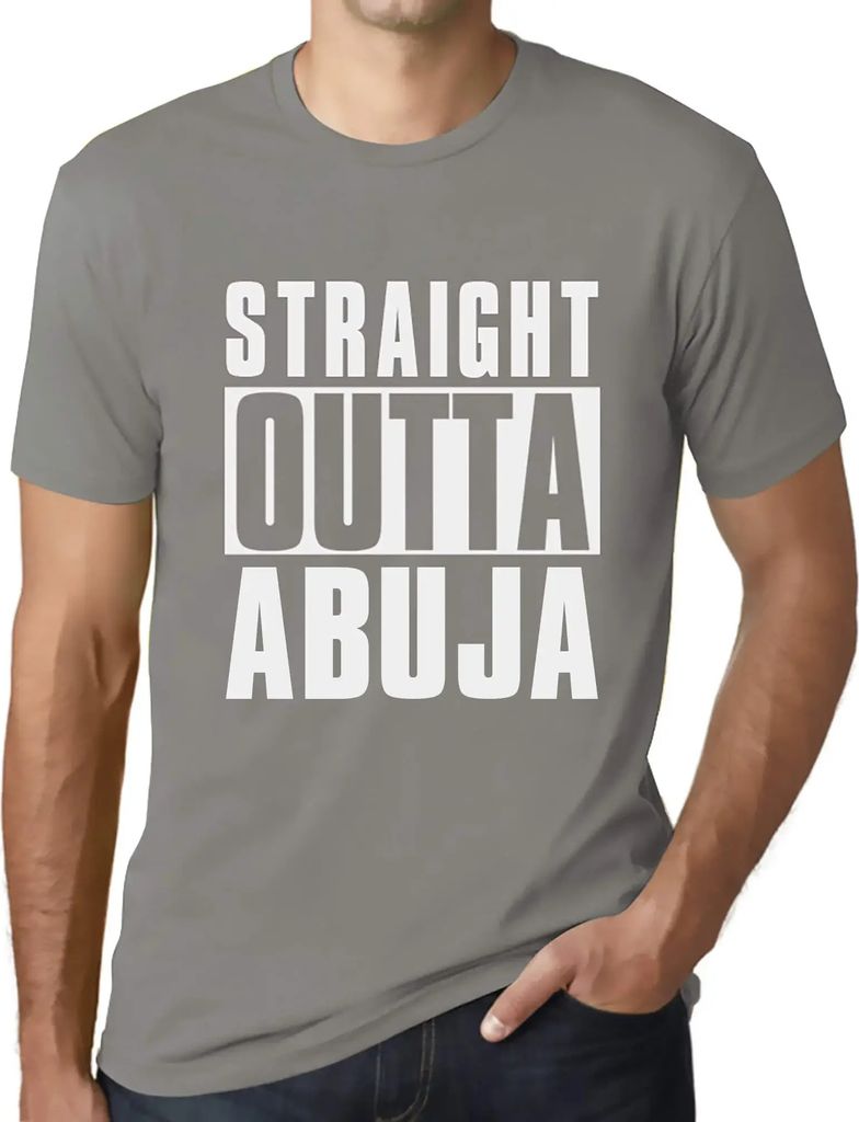 Herren Grafik T-Shirt Straight Outta Abuja Öko-Verantwortlich Vintage Jahrgang Kurzarm Lustige Druck Geburtstag Geschenk Mann